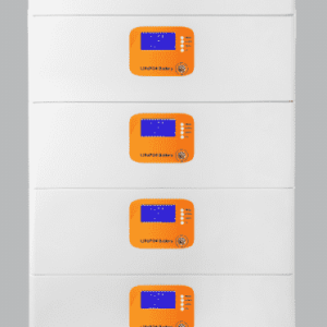 Estación de energía residencial Piforz de alta capacidad con inversor todo en uno y cuatro baterías apilables que proporcionan 61.44kWh.