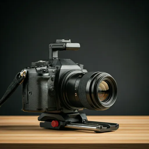 Cámara profesional DSLR en un estudio, requiriendo carga estable de una estación de energía Piforz.