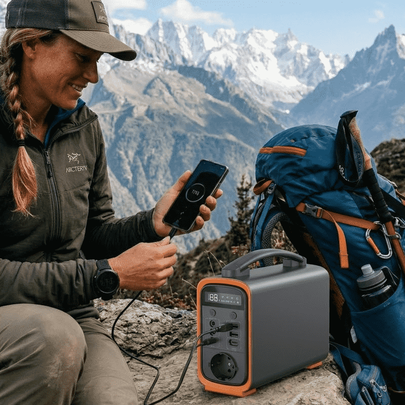 Estación de energía portátil como respaldo confiable para emergencias por apagones y uso en exteriores.