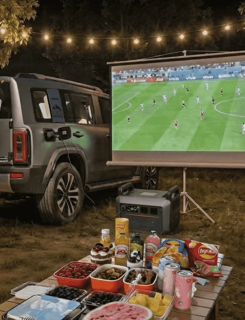 車中泊やキャンプでW杯を観戦する際のポータブル電源の使い方