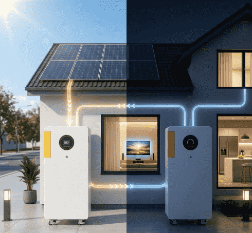 An infographic showing various energy storage technologies including mechanical, battery, electromagnetic, thermal, and chemical systems with a focus on green hydrogen