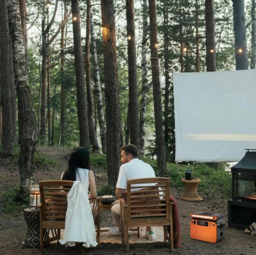 Folding solar panels recharging a LiFePO4 portable power station to promote clean and independent energy usage.