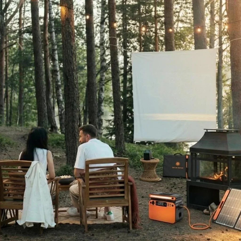 Folding solar panels recharging a LiFePO4 portable power station to promote clean and independent energy usage.