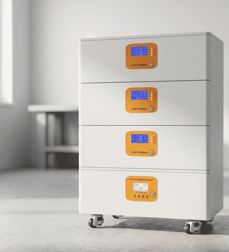 Piforz 6kW 16kWh movable all-in-one home battery storage system with integrated hybrid inverter and four-layer LiFePO4 batteries