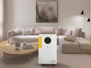 A high-capacity home backup battery system mounted on a utility room wall. This real photo showcases an indoor energy storage configuration, providing inspiration for homeowners looking to protect essential appliances like fridges and routers during grid blackouts with a sleek, space-saving backup battery unit.