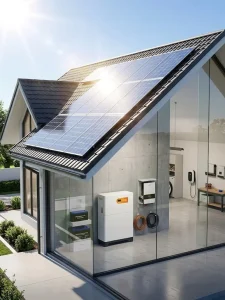 A modern home with rooftop solar panels integrated with a Piforz ESS modular battery storage system for 2026 energy independence.